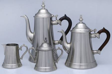 Pewter Hollowware (4 Pc) Coffee Set (CP, TP, CR & SU) by Metawa