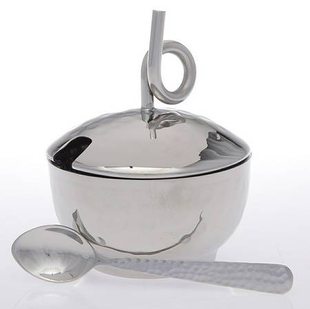 Galaxy (Stainless, Hollowware) Sugar Bowl & Lid with Spoon by Mary Jurek Design