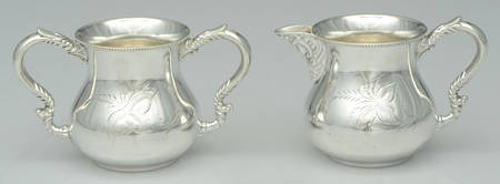 23 (Silverplate, Hollowware) Creamer & Open Sugar Set by Manhattan Silverplate