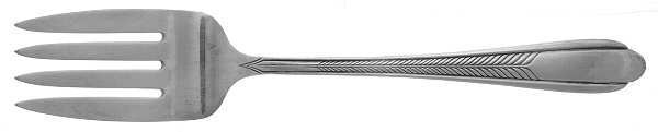 Plume (Silverplate, 1935) Medium Solid Cold Meat Serving Fork by National Silver Co