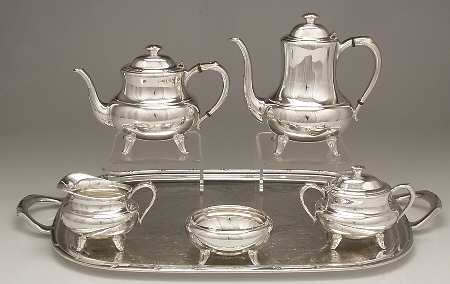 Croydon (Silverplate, Hollowware) 6-Piece Plated Tea Set (Waste & Tray)