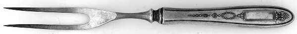 Grosvenor (Silverplate, 1921, No Monograms) Small Steak Carving Fork with Stainless Prongs by Oneida Silver