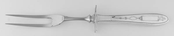 Grosvenor (Silverplate, 1921, No Monograms) Small Steak Carving Fork with Stainless Prongs by Oneida Silver