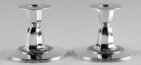 Coronation (Silverplate, Hollowware) Pair of 3" Console Candleholders