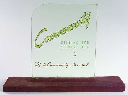 Advertising Signs Glass and Wood Advertising Sign by Oneida Silver