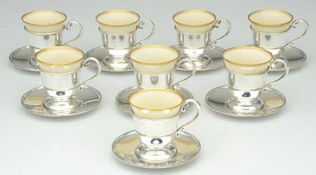 Sterling Hollowware Demi Cup and Saucer with Lenox Liner - Set of 8 by Ovingtons