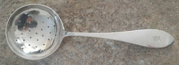 Pointed (Sterling, 1800) Large Pierced Pea Serving Spoon by Porter Blanchard