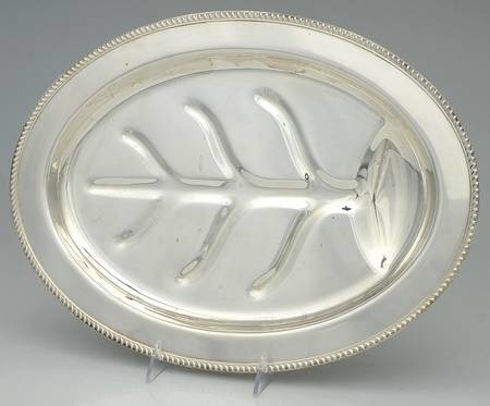 Georgian (Silverplate, Hollowware) Medium Footed Meat Platter with Well