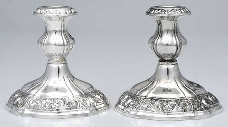 Lancaster Rose (Silverplate, Hollowware) Pair of Silverplate Console Candleholders