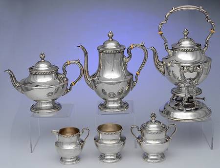 Georgian (Sterling, Hollowware) 6 Piece Tea Set (SCP, STP, SCR, SSU, SWB, SKES)