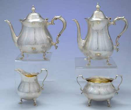 Jack Shepard Repro-Plain (Sterling, Hollowware) 4 Piece Tea Set (SCP, STP, SCR, SSUO)