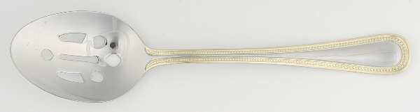 Gold Accent Pearl (Stainless) Pierced Tablespoon (Serving Spoon)