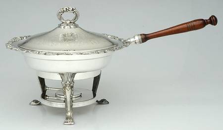 118 (Silverplate, Hollowware) Chafing Dish W/Lid, Burner & Stand by Poole Silver 
