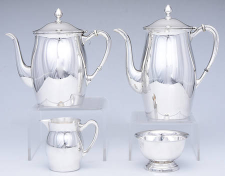 Paul Revere Reproductions (Sterling, Hollowware) 4 Piece Tea Set (SCP, STP, SCR, SSUO)