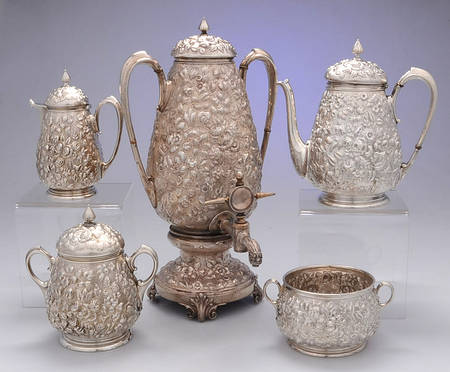 326 (Sterling, Hollowware) 5 Piece Coffee Set (SACUS,SWB,SSU,CRHL & 2SCP)