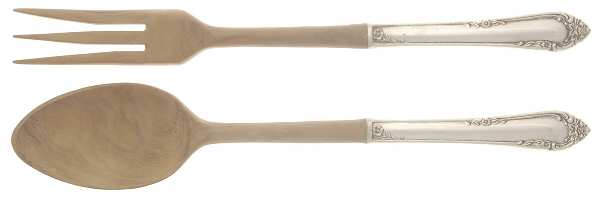 Dancing Flowers (Sterling, 1950) Wooden Bowl 2-Piece Salad Set