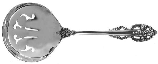 El Greco (Sterling, 1972, No Monograms) Solid Bon Bon Spoon with Pierced Bowl