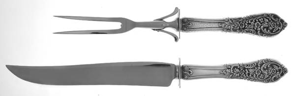 Florentine Lace (Sterling, 1951) (2 Pc)Carving Set-Lg Stnbl/Roast w/Sterling Guard