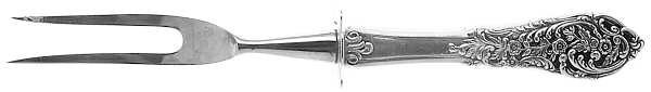 Florentine Lace (Sterling, 1951) Small Steak Carving Fork with Stainless Prongs