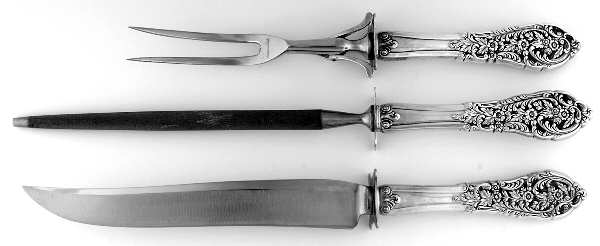 Florentine Lace (Sterling, 1951) Large 3-Piece Roast Carving Set w/ Stainless Blade