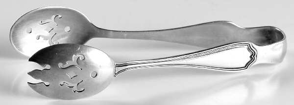 Hepplewhite-Plain (Sterling, 1907, No Monos) Small Ice Serving Tongs by Reed & Barton