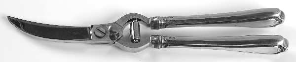 Hepplewhite-Plain (Sterling, 1907, No Monos) Poultry Shears with Stainless Blades