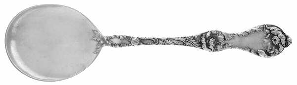 Les Cinq Fleurs (Sterling, 1900, No Monos) Round Bowl Soup Spoon (Gumbo)
