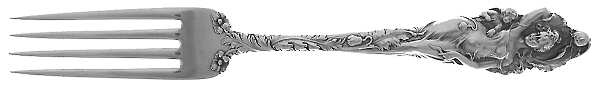 Love Disarmed (Sterling, 1899) Luncheon/Dessert Fork, Solid Piece