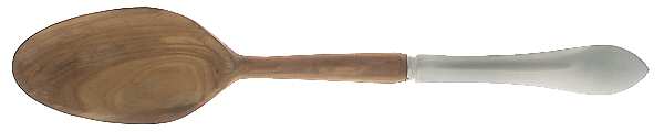 Pointed Antique (Sterling, 1895) Salad Serving Spoon with Wooden Bowl