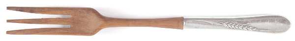 Silver Wheat (Sterling, 1952) Salad Serving Fork with Wooden Prongs