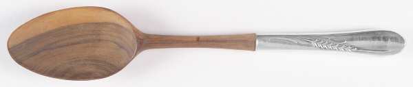Silver Wheat (Sterling, 1952) Salad Serving Spoon with Wooden Bowl