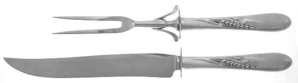 Silver Wheat (Sterling, 1952) Large 2-Piece Roast Carving Set w/ Stainless Blade