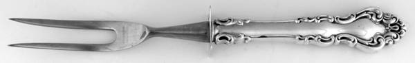 Spanish Baroque (Sterling, 1965) Small Carving Fork W/Sterling Guard