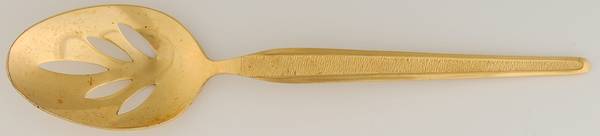 RLN8-GOLD (GOLD ELECTROPLATE) Pierced Tablespoon (Serving Spoon)