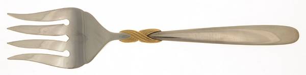 Braid-Gold Accent (Stainless) Medium Solid Cold Meat Serving Fork