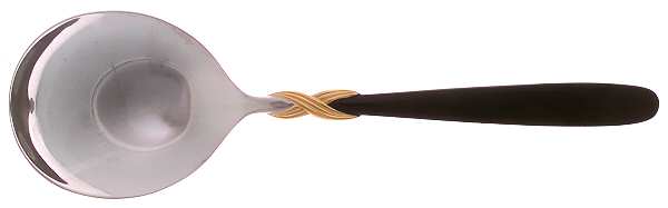 Braid-Onyx (Stainless, Onyxhdl, Gold Accent) Solid Serving Spoon
