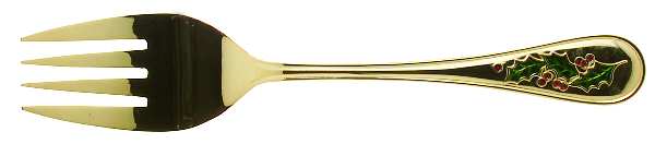 Hollyday (Gold Electroplate) Medium Solid Cold Meat Serving Fork