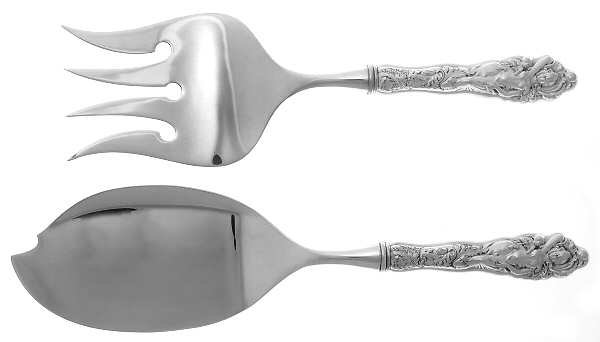 Love Disarmed (Sterling, Newer) Hollow Handle Fish Serving Set, Silverplate Blade