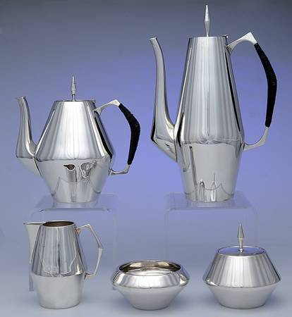 Diamond (Sterling, Hollowware) 5 Piece Tea Set (SCP, STP, SCR, SSU, SWB)