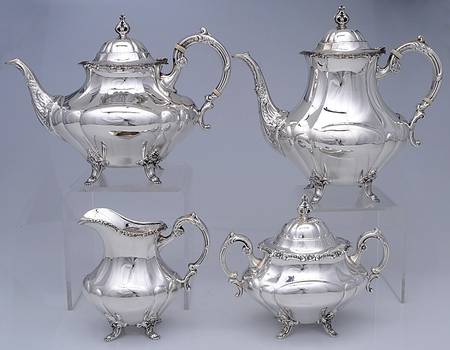 Georgian Rose (Sterling, Hollowware) 4 Piece Tea Set (SCP, STP, SCR, SSU)