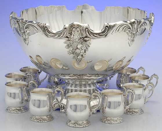 King Francis (Silverplate, Hollowware) Punch Set (Bowl and 12 Cups)