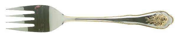 Old Country Roses (Stainless, Gold Accent) Medium Solid Cold Meat Serving Fork