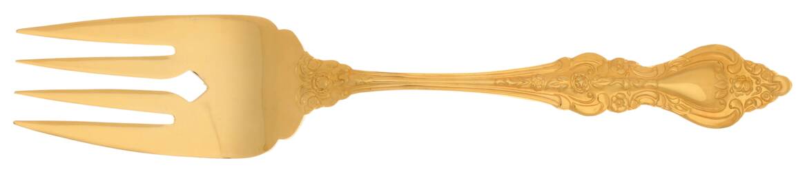 RLF1 (Gold Electroplate) Large Solid Cold Meat Serving Fork