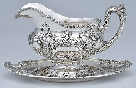 Francis I (Sterling, Hollowware, No Dates) Sterling Gravy Boat & Underplate