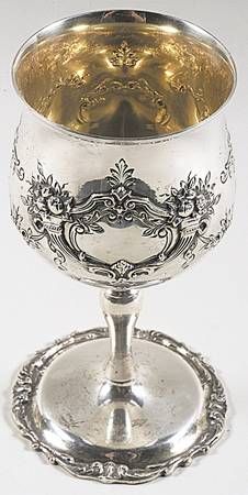 Francis I (Sterling, Hollowware, No Dates) Sterling Chased Water Goblet