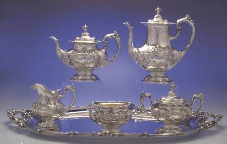 Francis I (Sterling, Hollowware, No Dates) 6 Piece Tea Set (SCP, STP, SCR, SSU, SWB, WTL)