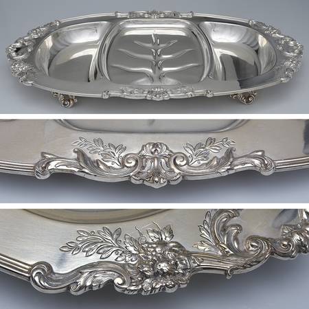 Francis I (Sterling, Hollowware, No Dates) Large 3-Part Footed Meat Platter