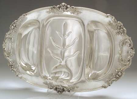 Francis I (Sterling, Hollowware, No Dates) 21" 3 Part Meat Platter W/Well & Tree