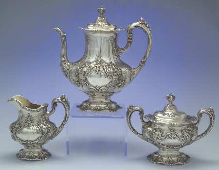 Francis I (Sterling, Hollowware, No Dates) 3 Piece Tea Set (STP, SCR, SSU)
