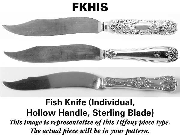 English King Gold (Str, 1885, Gold Vermeil) Individual Hollow Handle Fish Knife-Sterling Blade